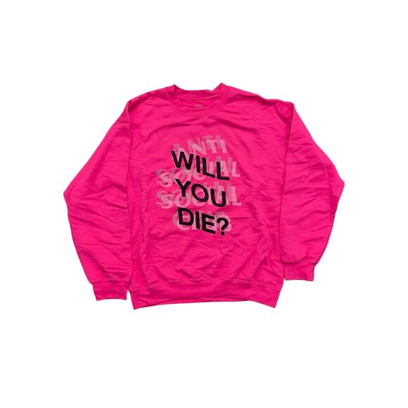 Anti Social Social Club ASSC Will You Die Pink Pullover Crewneck Sweater DS - Picture 1 of 9